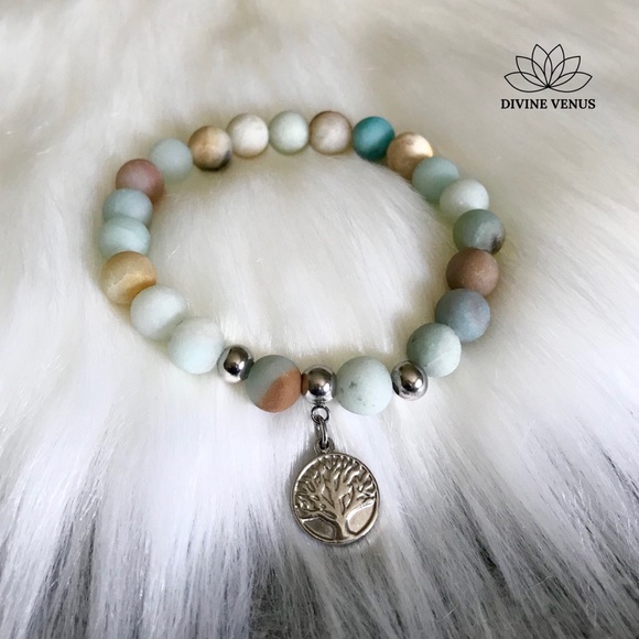 Amazonite Tree of Life Stretch Bracelet - Picture 5 of 8